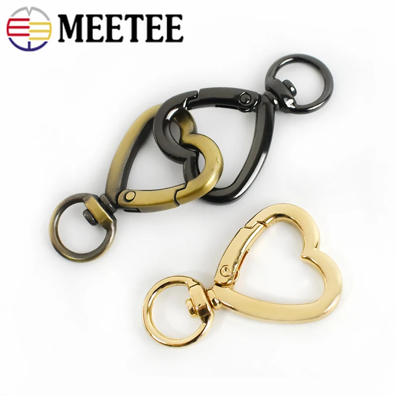Meetee 5/10 шт. 11x4 0 мм/11x44 мм Пружинные пряжки в форме сердца металлическая открытая