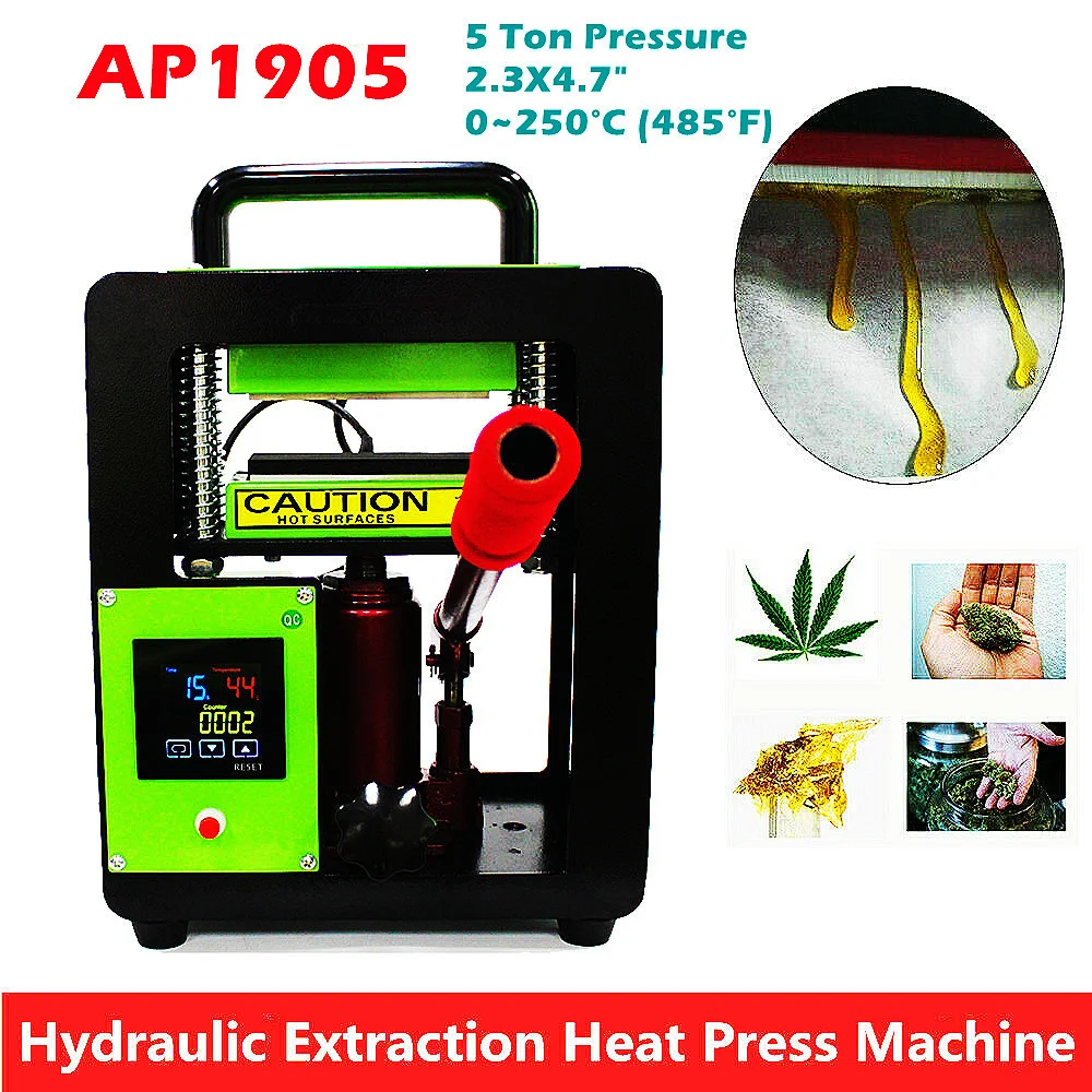 

5 Ton Pressure Hydraulic Rosin Press Machine 2.4*4.7inch Heating Pressing Plates Dry Wax Flower Concentrate Oil Extracting Tool