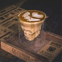 creative 3 size double wall skull shot coffee beer cup transparent wine whiskey champagne cocktails drink ware party gift