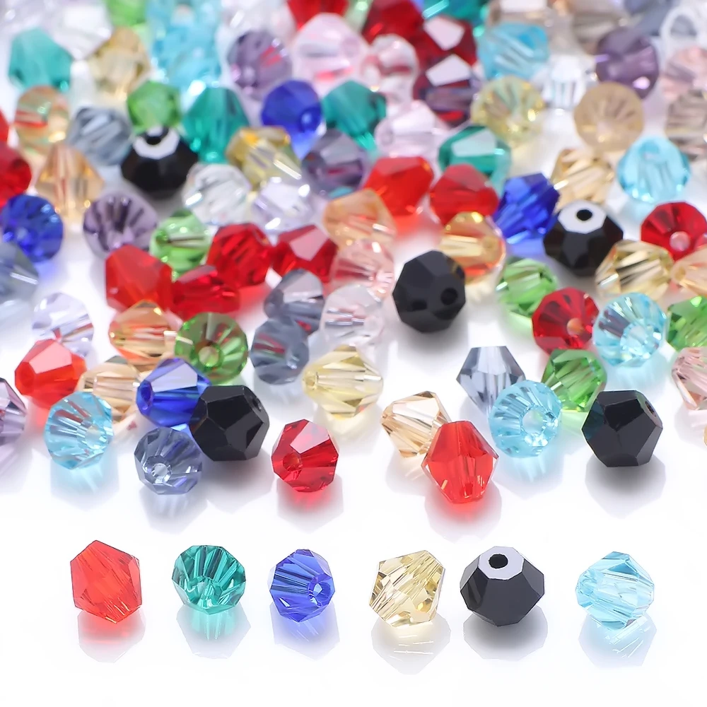 Бусины биконусные граненые из чешского стекла черные бусины россыпью 2/3/4/6/8 мм