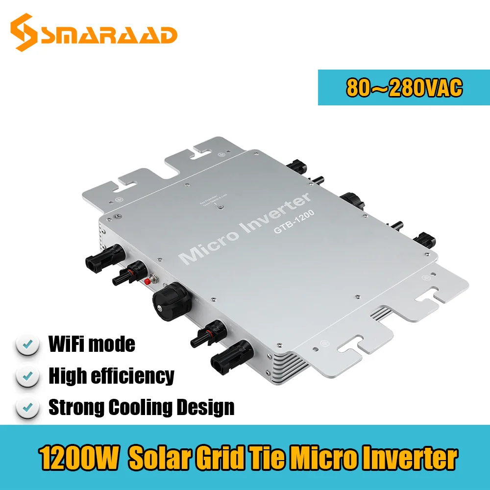 Smaraad 1200 Вт Солнечная Сетка галстук микро инвертор IP65 MPPT WVC1200 WIFI режим