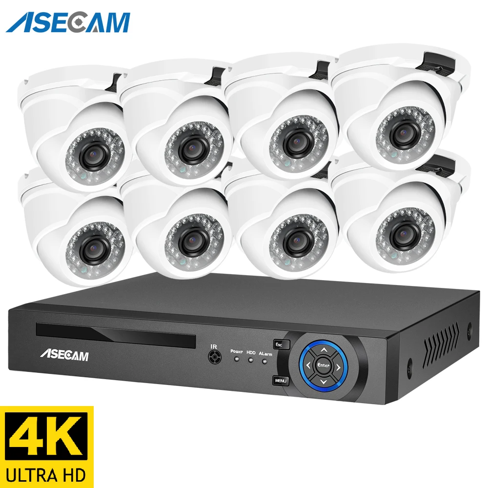 Система видеонаблюдения 4K Ultra HD 8 Мп комплект уличных металлических IP камер