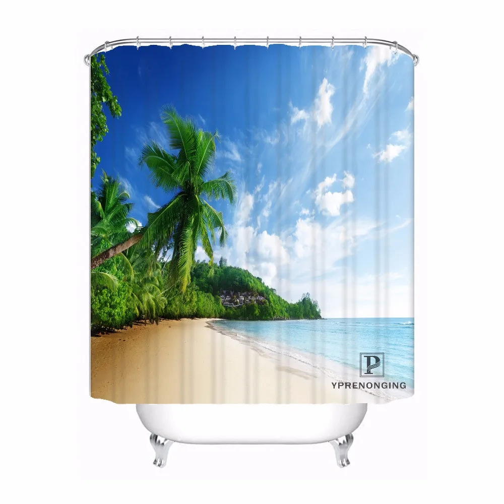 Custom Beach Sand Palm Trees Waterproof Shower Curtain Home Bath Bathroom s Hooks Polyester Fabric Multi Sizes180509-15 | Дом и сад