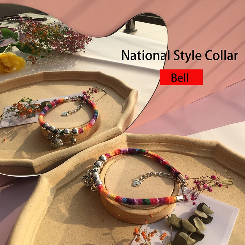

6 Color Dog Cat Bell Collar Pet Supplies Adjustable Fashion Pet Collar With Bell And Tag For Teddy Puppy Cat And Dog Accessories