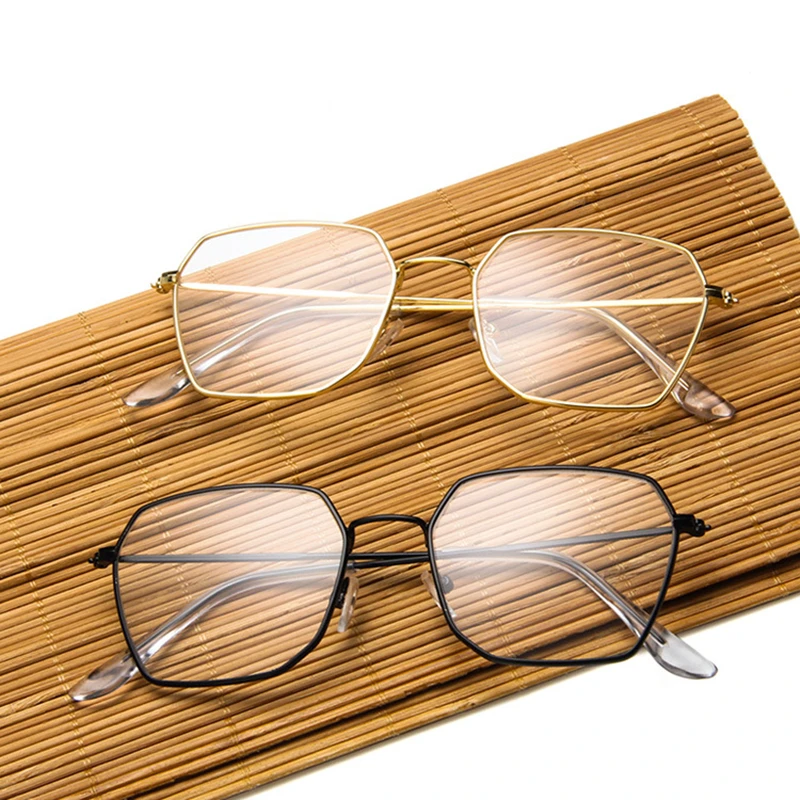 Новые Ретро полигон металлические обычные очки для женщин и мужчин прозрачные