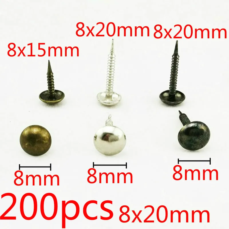 200 шт. 8x20 мм темно бронзовые/серебряные гвозди антикварные декоративные палочки