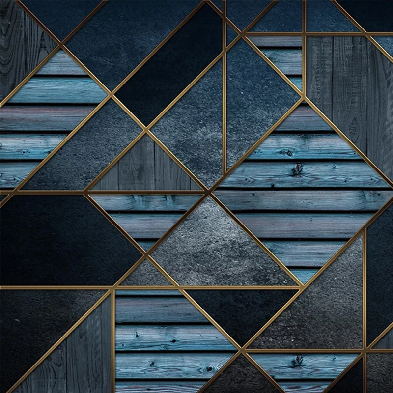 Настенные 3D-обои по фото индивидуальному заказу голубые геометрические обои с