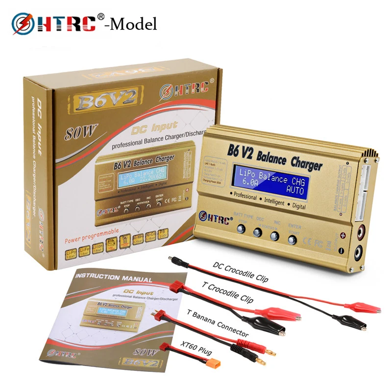 HTRC Imax B6 V2 80 Вт 6A RC баланс зарядное устройство для LiIon/LiFe/NiCd/NiMH/высокая мощность Батарея LiHV 15 в 6A адаптер переменного тока IMAX зарядное устройство