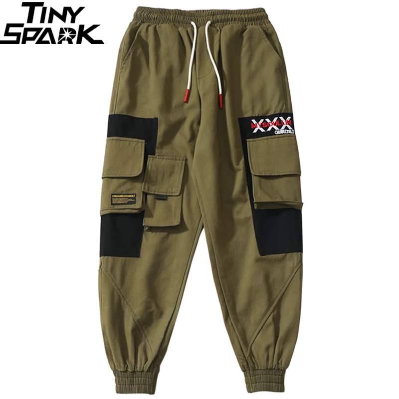 Брюки карго в стиле Харадзюку Мужские штаны для бега с несколькими карманами
