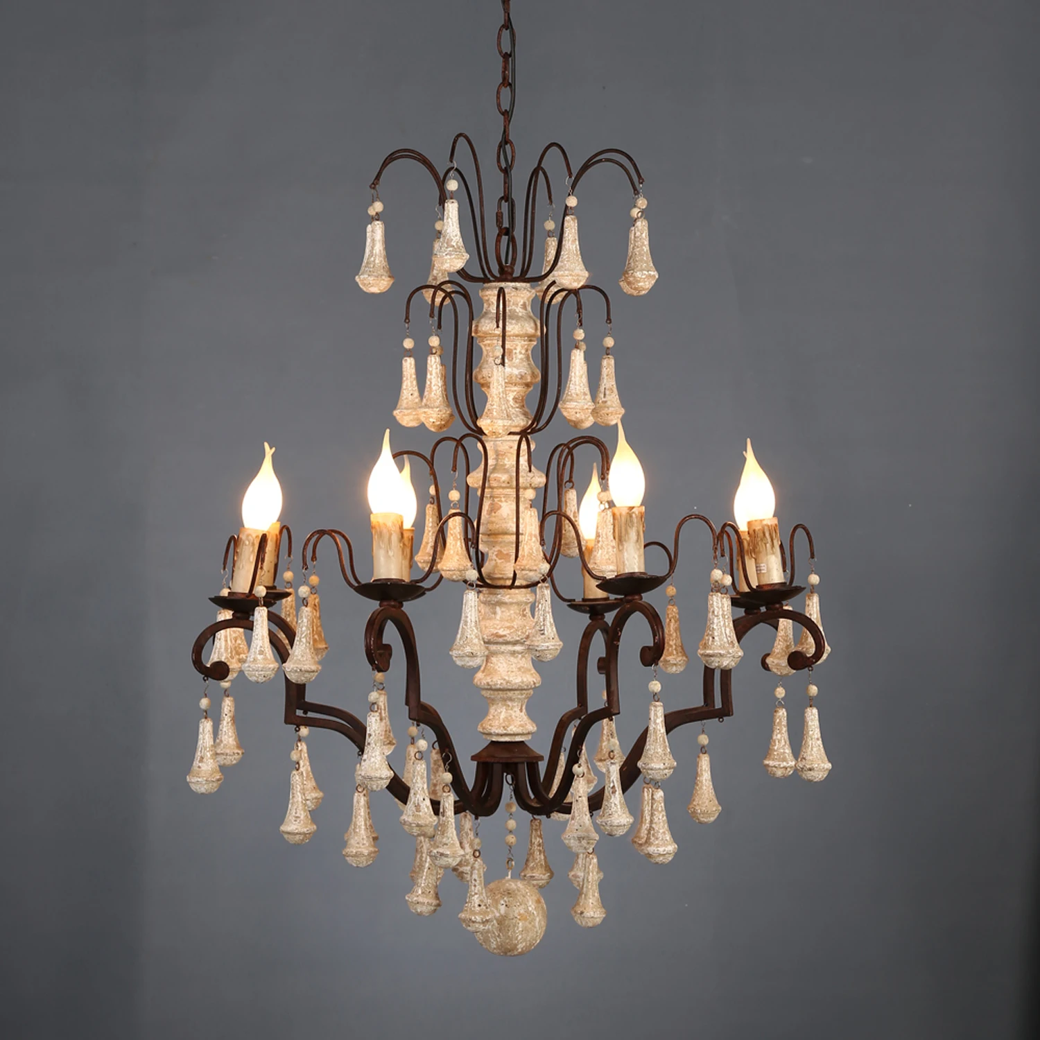 UMEILUCE американская винтажная Деревянная люстра 8 ламп Ретро Железный подвесной