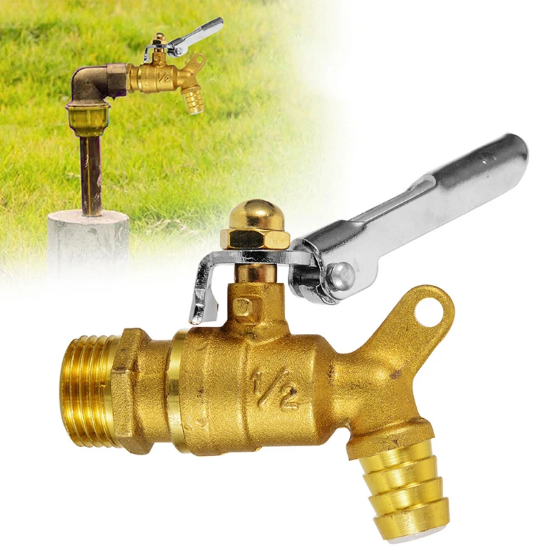 

Useful Yellow 4 Points Brass Tap With Lock Faucets Single Handle Water Mixer Taps Bath Finish Brass Basin Sink