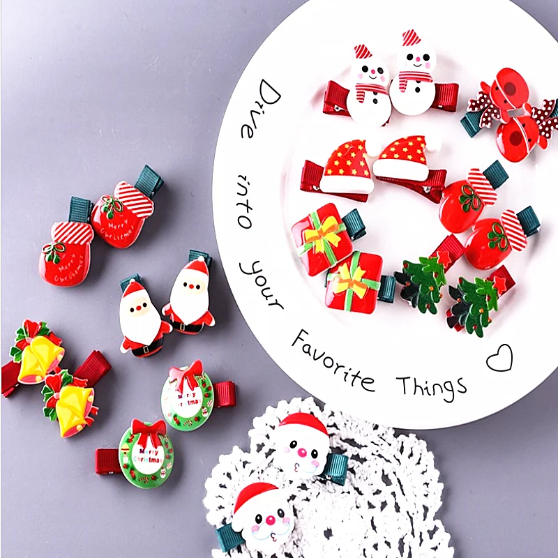 2Pcs Women Girls Cute Christmas Hairpins Hair Clip Bands Cartoon Headwear Kids Barrettes Charm Jewelry Gift Accessories |