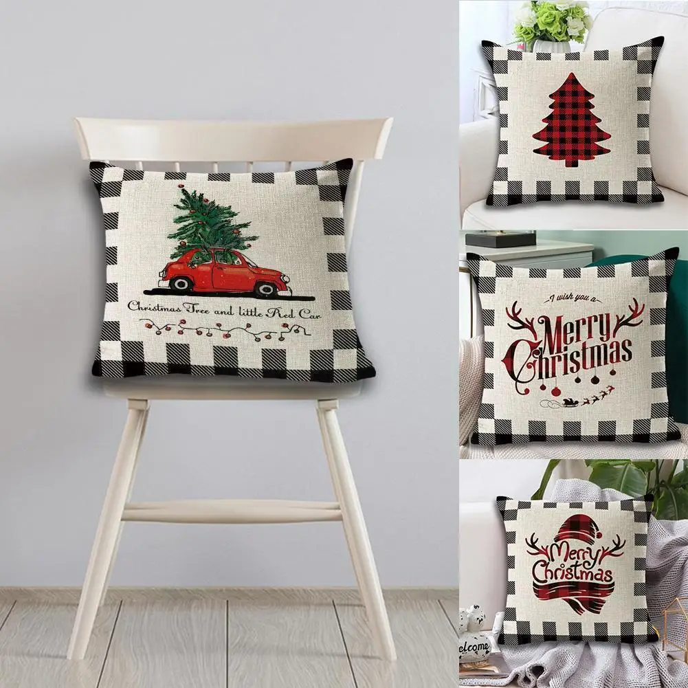 

Christmas Red Car Pillowcase Polyester Cushion Cover Decorative Decor Car Home Pillow Thanksgiving Covers Christmas Pillowcase