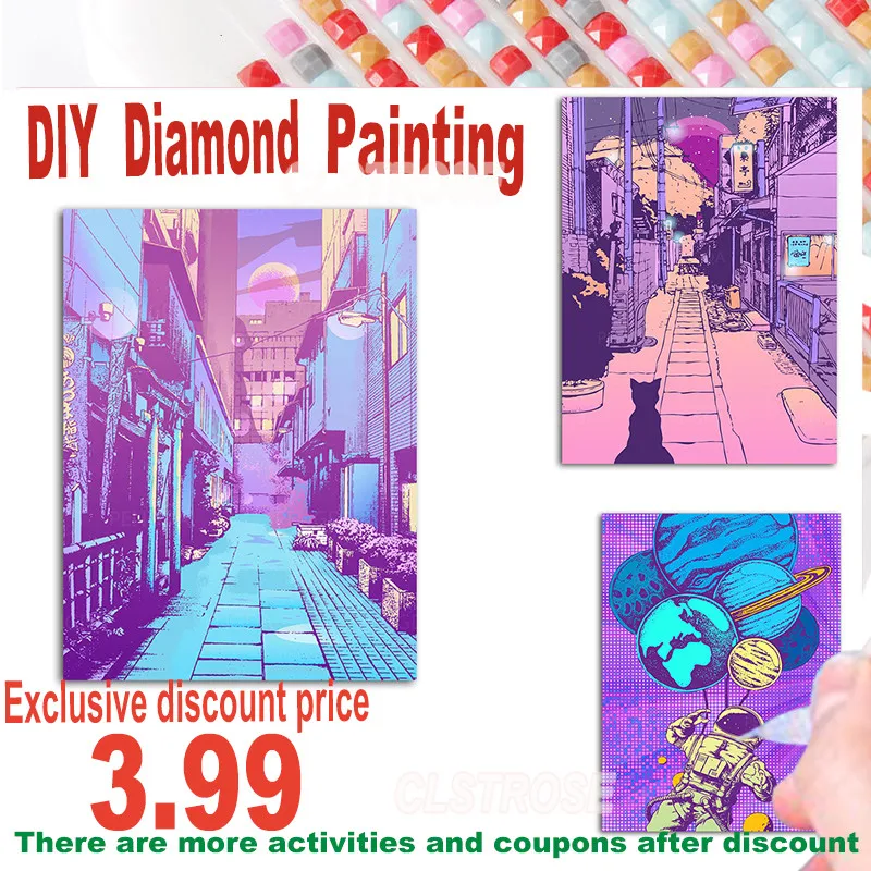 

Diamond Painting Abstract Art Cross Stitch Kit Gift Colorful Street Can Be Customized for Bedroom and Living Room Decoration
