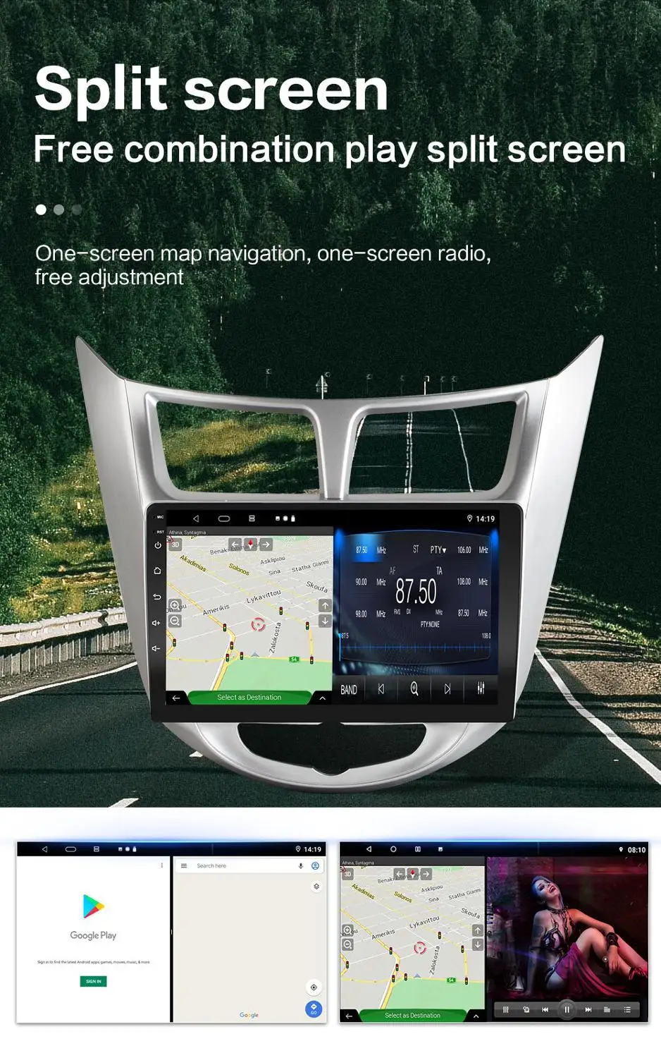 Автомагнитола мультимедийный видеоплеер Android 10 GPS-навигация радио для Hyundai Solaris
