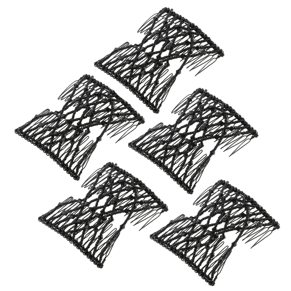 5 шт./компл. двухсторонние бусины волшебные расчески для волос заколка эластичный