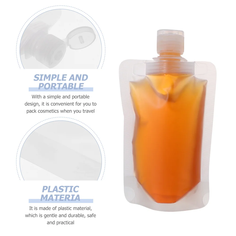 

24Pcs Travel Cosmetics Subpackage Pouch Nozzle Stand-up Lotion Bag White