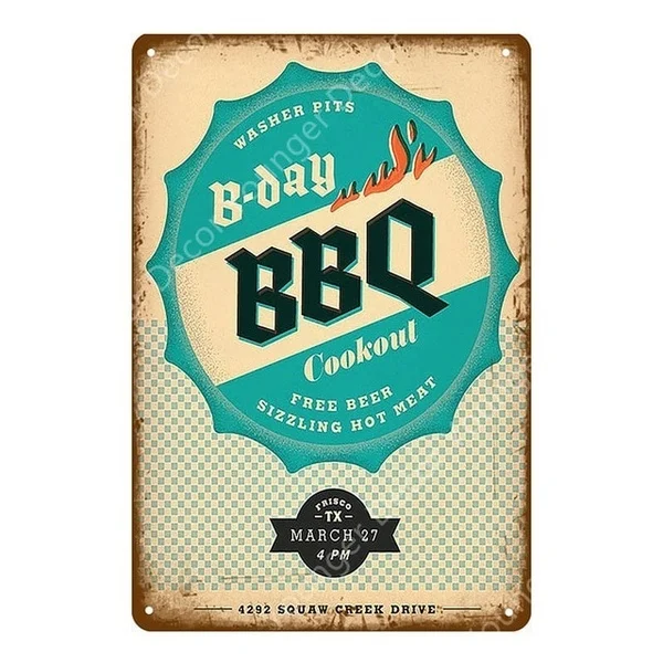 

World Famous BBQ Rules Metal Sign Barbecue Grill Party Vintage Poster Bar Pub Kitchen Steak House Decor Wall Art Painting YI-121