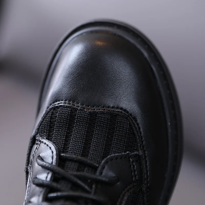 Детская обувь 2020 модные новые ботинки мартинсы высокие вязаные на шнуровке для