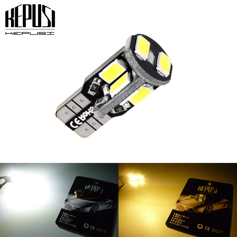

W5W LED Light T10 10SMD Car Side Wedge Dome Bulb 194 168 5630 White Warm White 12V