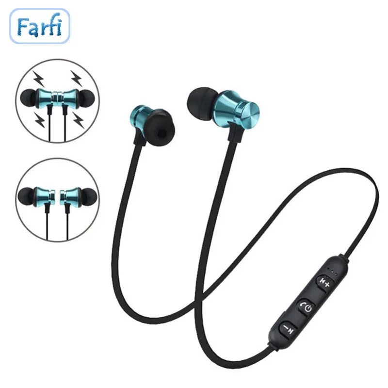 

Magnetic Music Wireless Bluetooth Earphone Stereo Headsets Sports In Ear Headphones With Microphone For iPhone Xr Samsung Xiaomi