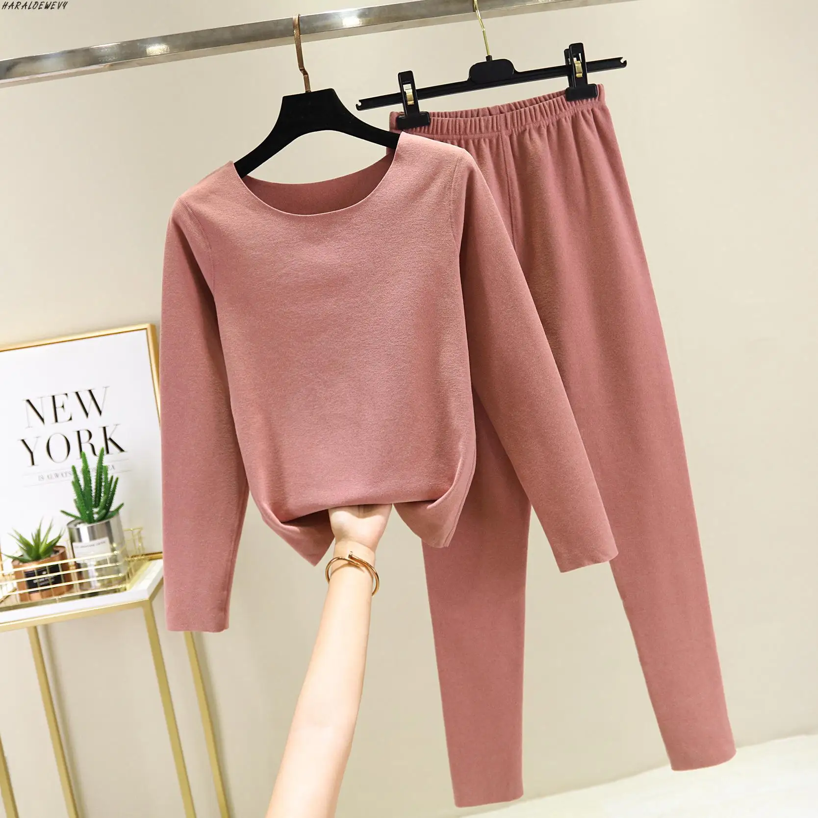 Knitted 2 pieces Set Tracksuits Women 2019 Autumn Winter Thick Warm O-neck Loose Sweater+Ankle-Length Pants Cashmere Suit | Женская