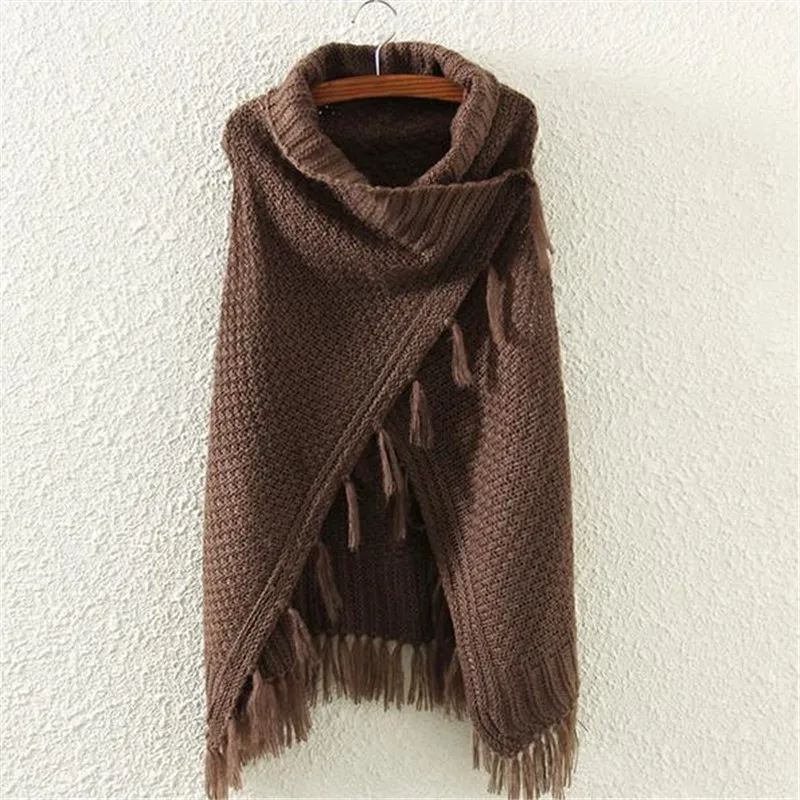 

Neploe 2021 New Korean Cardigans Tops Women Casual Loose Irregular Tassel Cape Poncho Plus Size Pull Femme Shawl Knitted Sweater