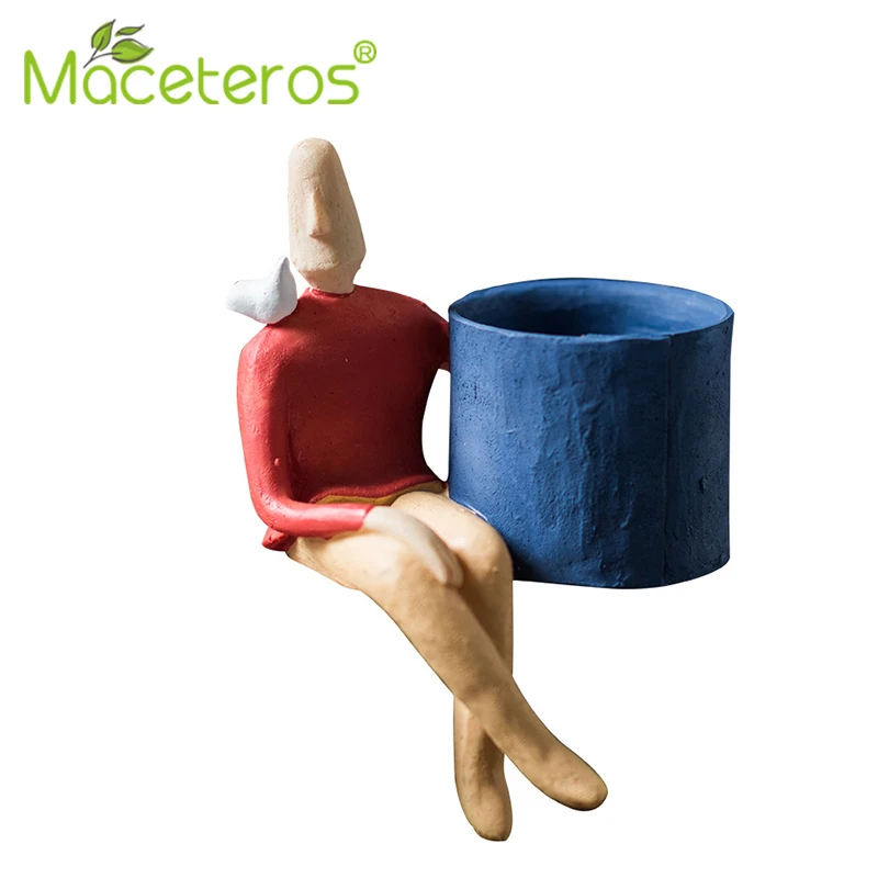 

New Modern Cartoon Abstract Character Ceramic Flower Pot Custom Green Plant Succulent Potted Gardening Home Decoration Supplies