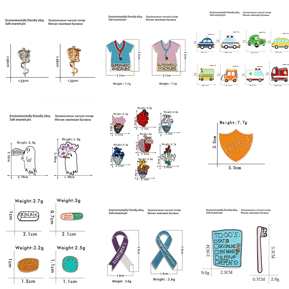 2-7 шт./компл. стетоскоп медицина эмаль булавки высокое качество скорая зубная