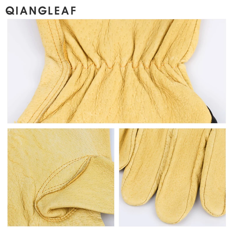 QIANGLEAF, новинка, мужские рабочие перчатки, свиная кожа, защита для безопасности, режущий рабочий ремонтник, гаражные гоночные перчатки, H92