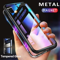 metal magnetic tempered glass phone case for iphone 11 pro max xr xs max x 6 6s 7 8 plus samsung s20 s10 s9 s8 plus note 8 9 10