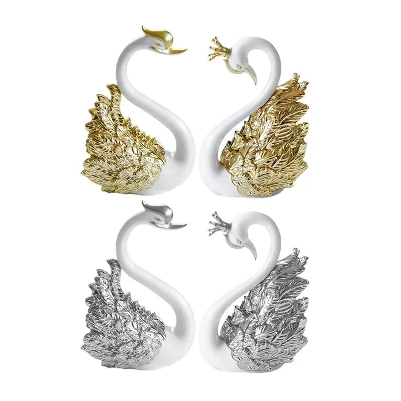 2 пары лебедей Корона торт Топпер пластиковая скульптура креативная фигурка