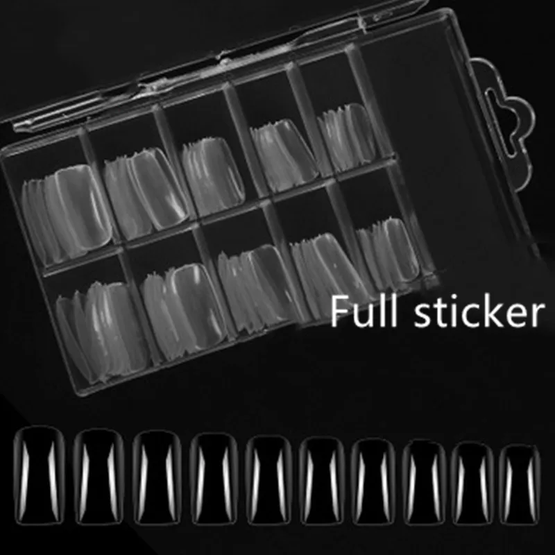 Full Stick Clear 100 шт советы для нейл-арта чистые/натуральные накладные гробовые ногти художественные кончики плоской формы полное покрытие поддельные инструменты для маникюра поддельные ногти - Цвет: Full Stick Clear