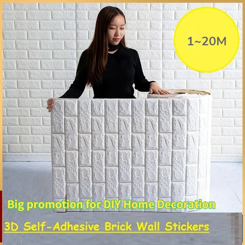 

70cm*1M 3D Self-adhesive Continuous Waterproof Wall Sticker DIY Home Decor Wall Decals Wall Stickers 3D Brick Wallpapers