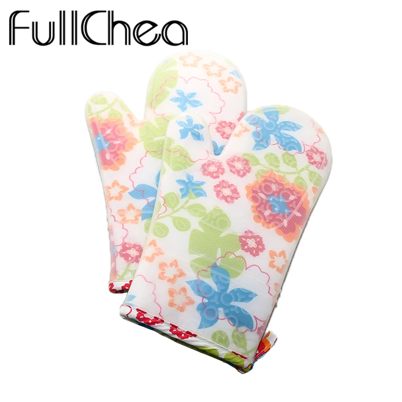 Термостойкие силиконовые варежки FullChea красные для духовки барбекю эргономичные