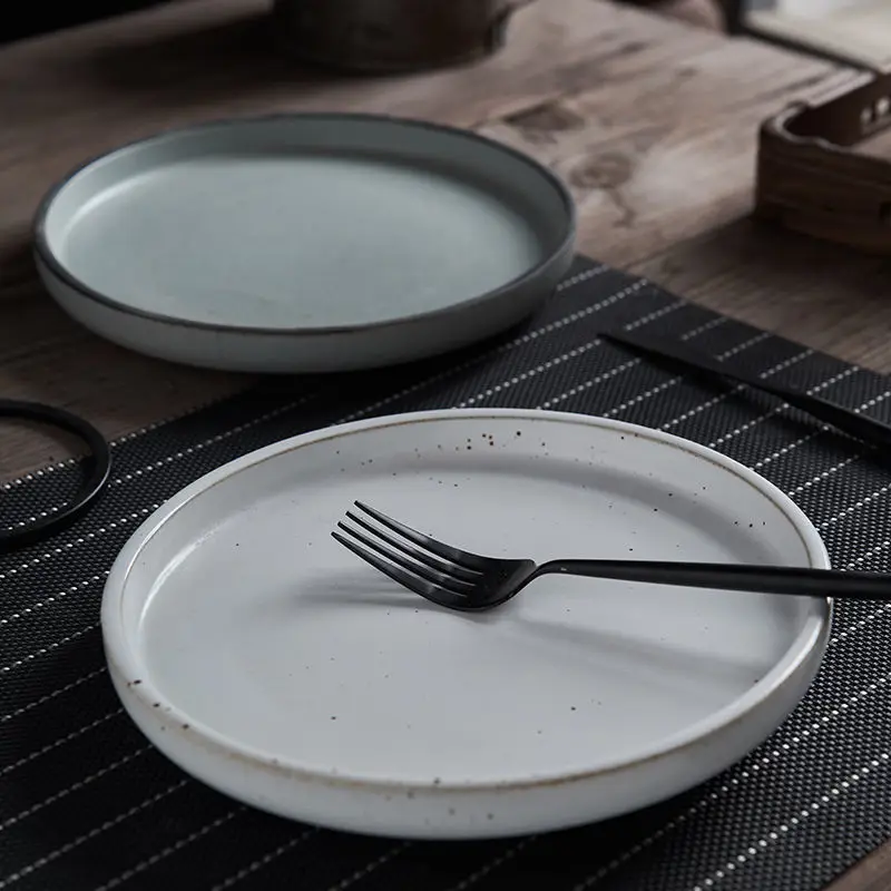 Японская простота Ретро грубая керамическая тарелка обеденный набор маятник для