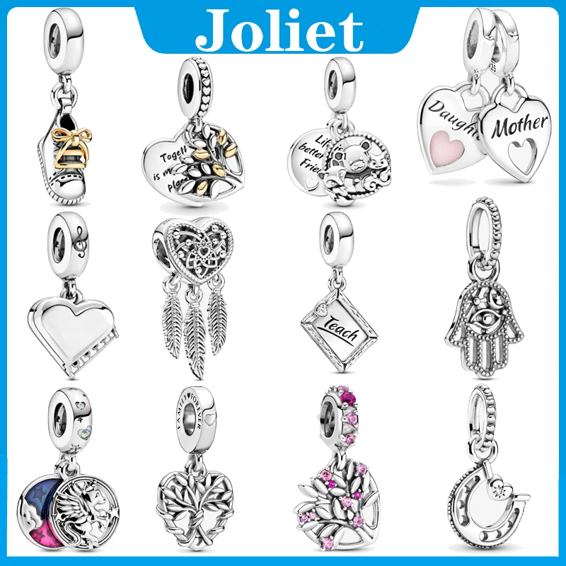 

New i love mom love pink white spcer coffee cup Bead fit original Pandora charms silver 925 Bracelet for women fashion jewelry