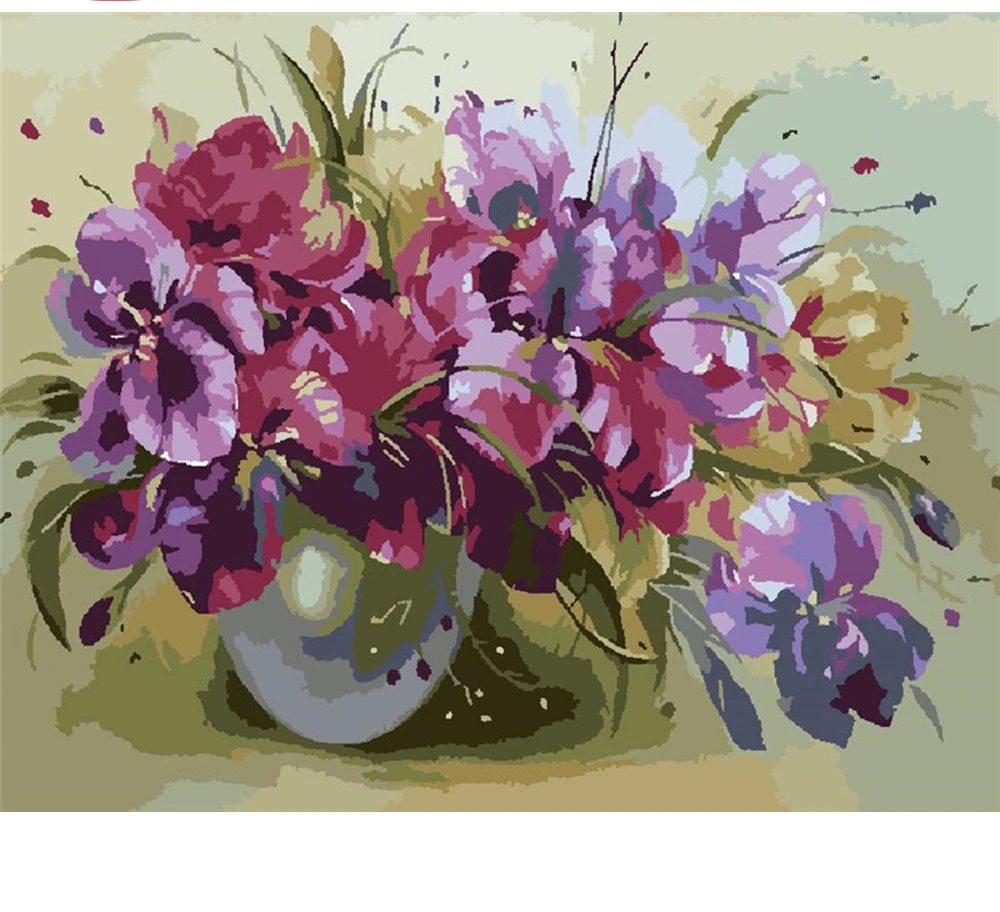 

CraftArtGo Painting By Numbers Flower painting On Canvas HandPainted Gift Picture By Number Waterfall Kits Home Decoration