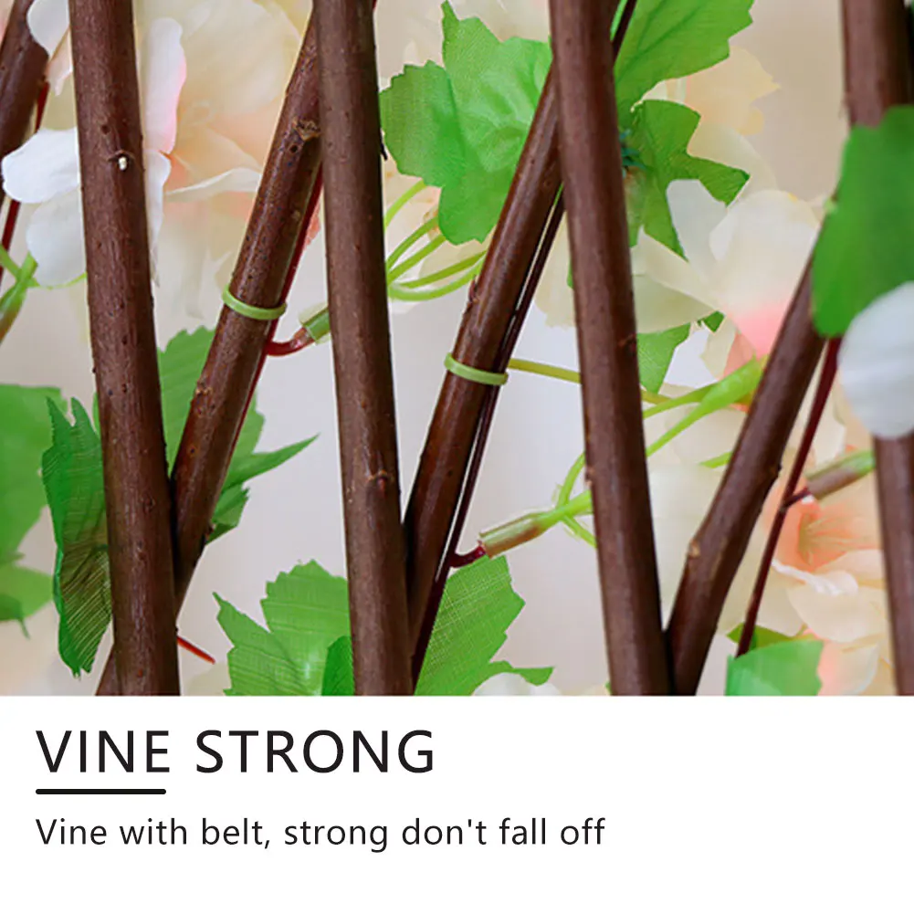 

Retractable Trellis Fence Expanding Garden Fence Screening Artificial Rose Cherry Leaves Romantic Wedding House Backyard Decor