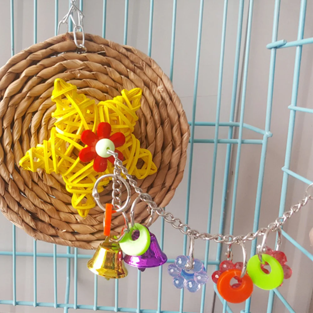 

Pet Birds Colorful Hanging Bell Chew Bite Parrot Plaything Cage Decor