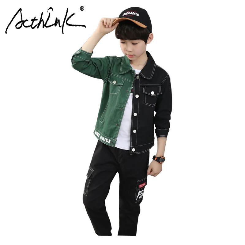 

ActhInK/детский спортивный костюм из 3 предметов осенний шикарный комплект одежды для мальчиков, весенняя куртка в стиле пэчворк для мальчиков,...