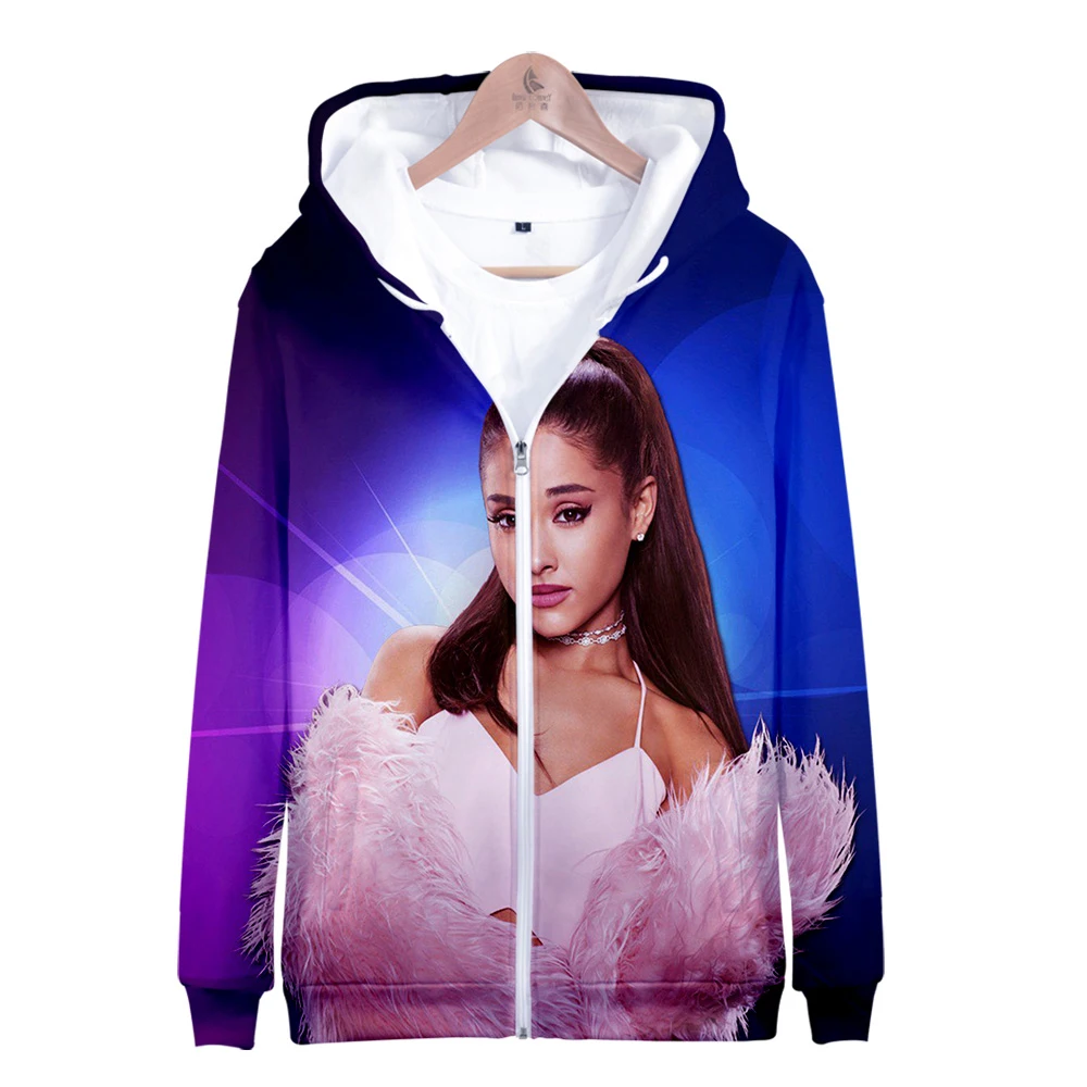 Ariana Grande толстовки на молнии с 3D принтом, спортивный костюм, уличная одежда для женщин/мужчин, толстовка с капюшоном и длинным рукавом