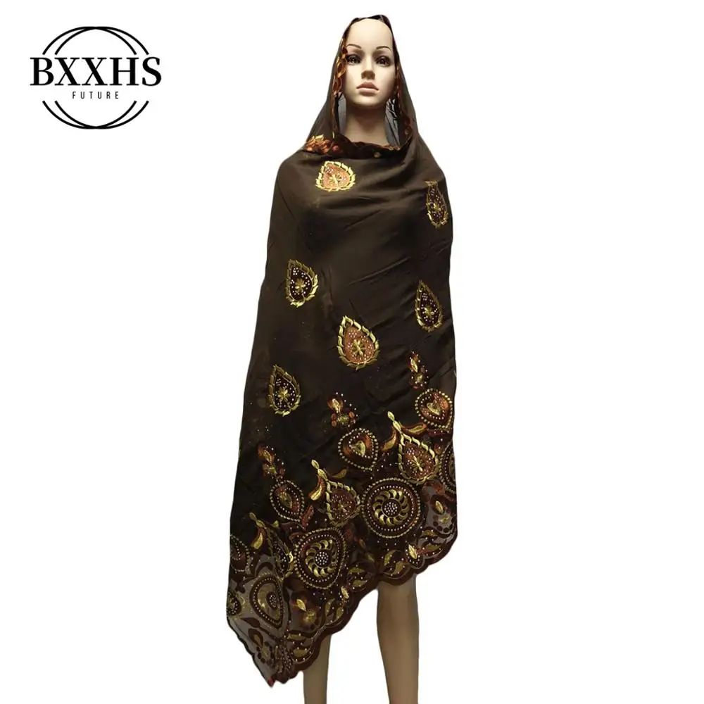 2019 Новые африканские женские шарфы мусульманские вышивка мягкий хлопок длинный