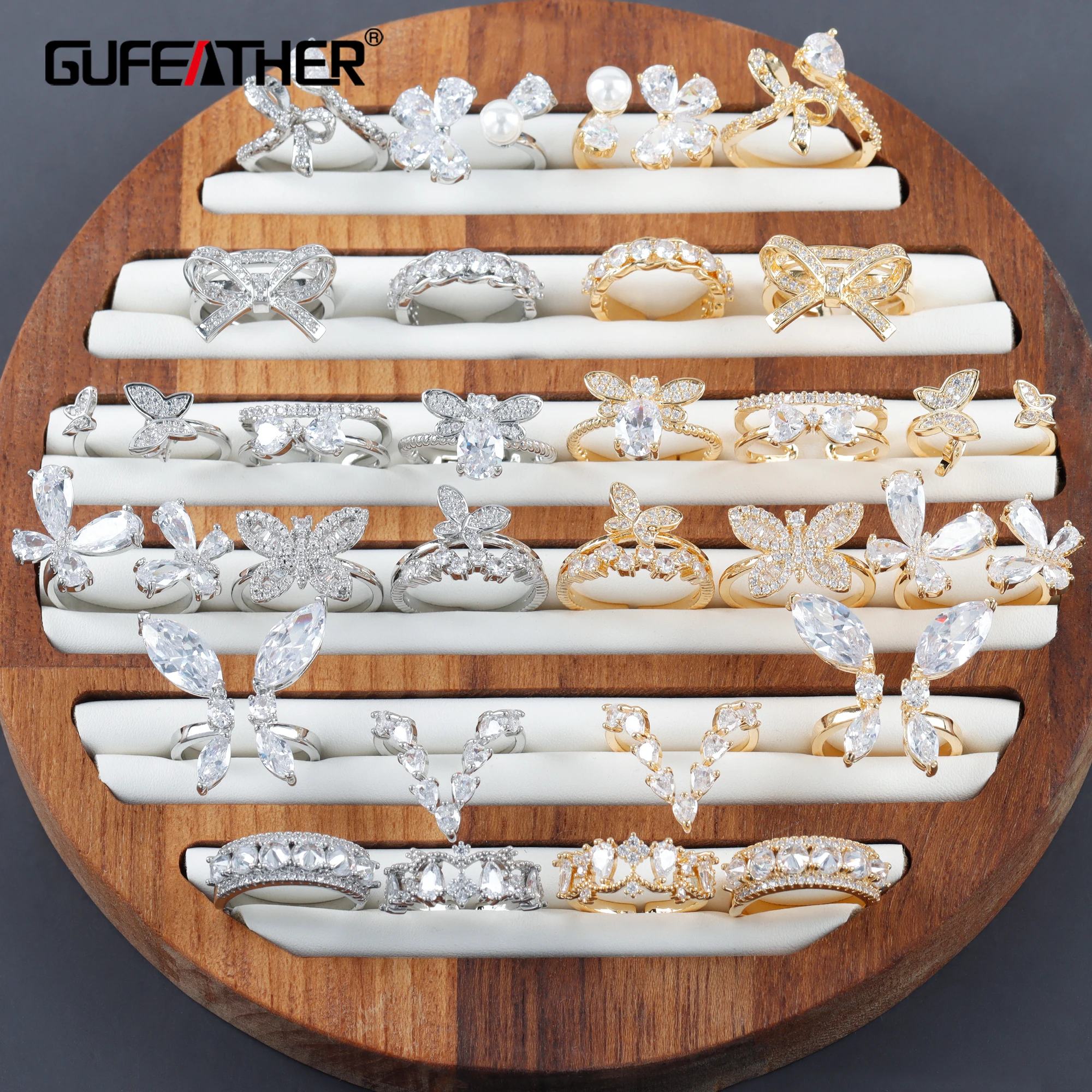 

Кольца для женщин GUFEATHER, кольца для изготовления ювелирных изделий из 18-каратного золота с родиевым покрытием, фианитами, кольца с изменяемы...