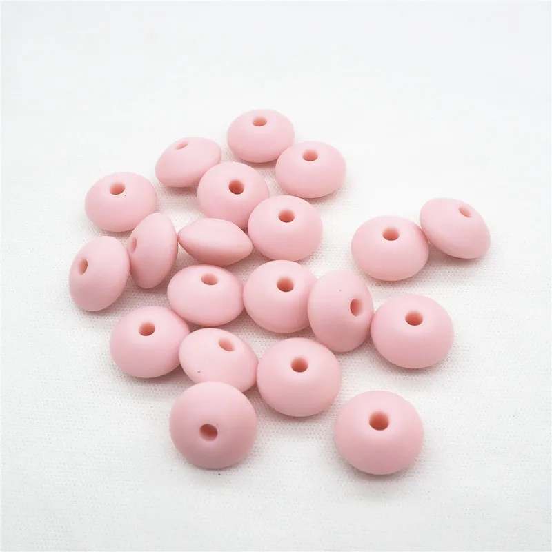Quartz Pink Chenkai 50 шт. силиконовые бусины в форме чечевицы DIY Baby Abacus подвеска-прорезыватель успокаивающие украшения изготовление аксессуаров бусины 12x7 мм BPA бесплатно - Цвет: Quartz Pink