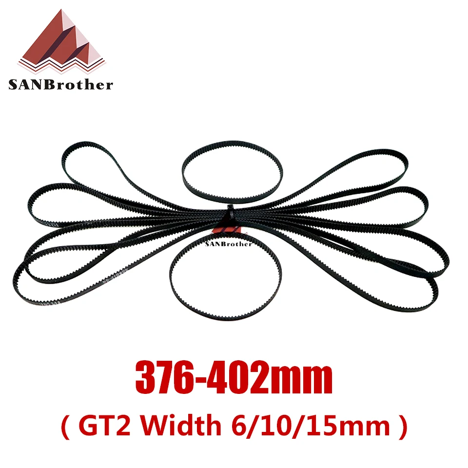 3D Printer Parts GT2 Closed Loop Timing Belt Rubber 2GT 6mm376 378 380 382 384 386 388 390 392 394 396 398 400 402mm Synchronous