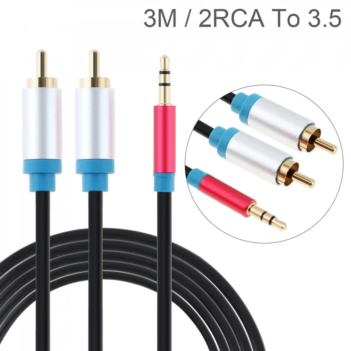 

Кабель DiGiYes 3 м RCA HiFi стерео 2RCA до 3,5 мм аудио кабель Поддержка AUX RCA разъем 3,5 Y сплиттер для усилителей/аудио