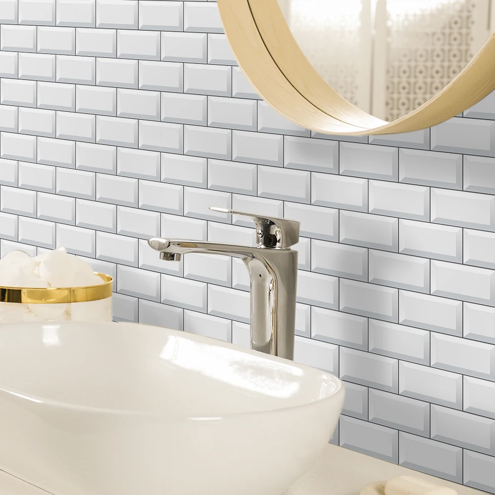 

Funlife Tile Sticker Wall Sticker Oil Proof Self-Adhesive Decorative Easy to Clean DIY Removable Eco-friendly PVC for Bathroom