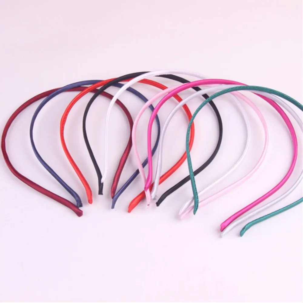 

Candy Satin Covered Resin Hairbands for Women Girls Kids Elastic Solid Satin Hair Bands DIY Headband Retro Simple thin-edged