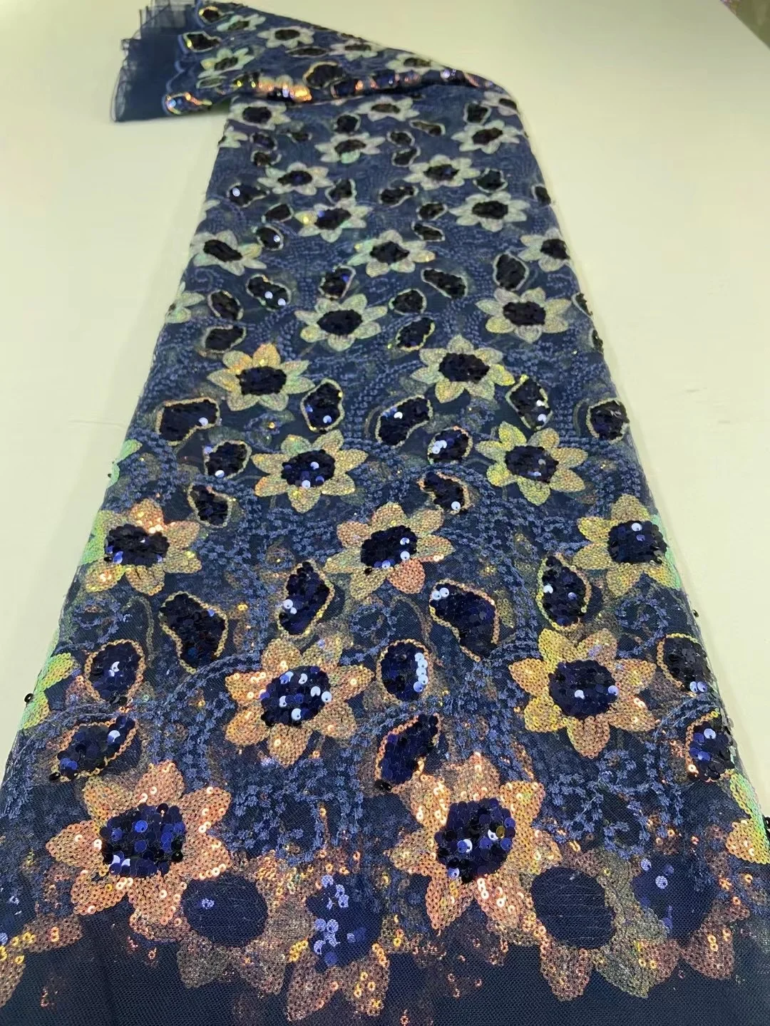 

Latest Blue African Lace Fabric 2021 High Quality Lace French Milk Silk Lace Fabric With Sequins nigerian party dress